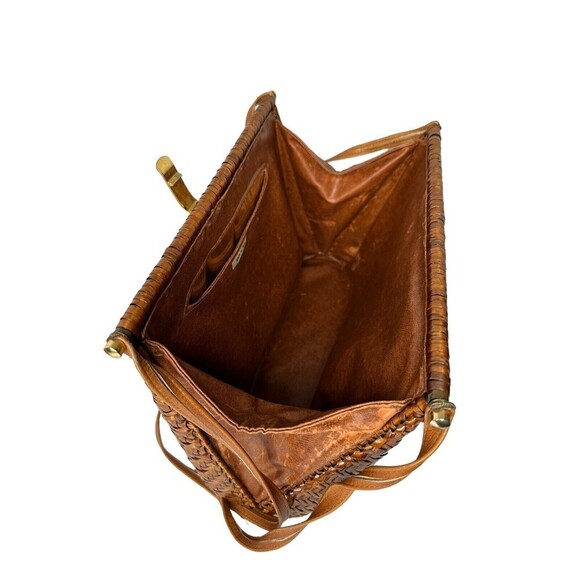 Vintage Brown Wicker Clutch Purse Crossbody Italy Rattan Bamboo Gold Hardware - Picture 6 of 16